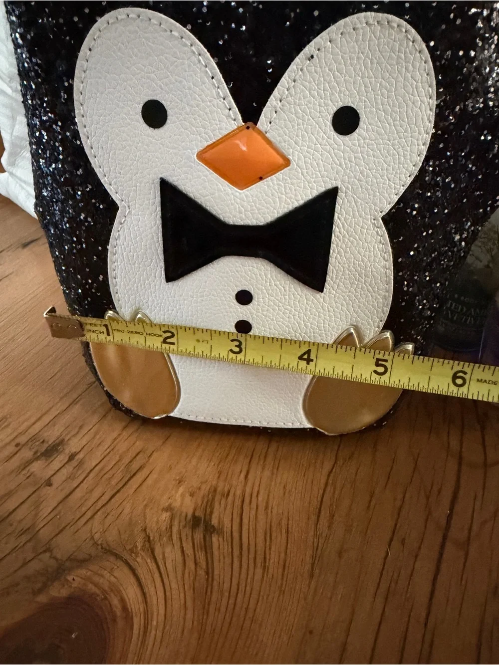 BBW Holiday Glitter Penguin Small Gift Bags Patent Black NWT